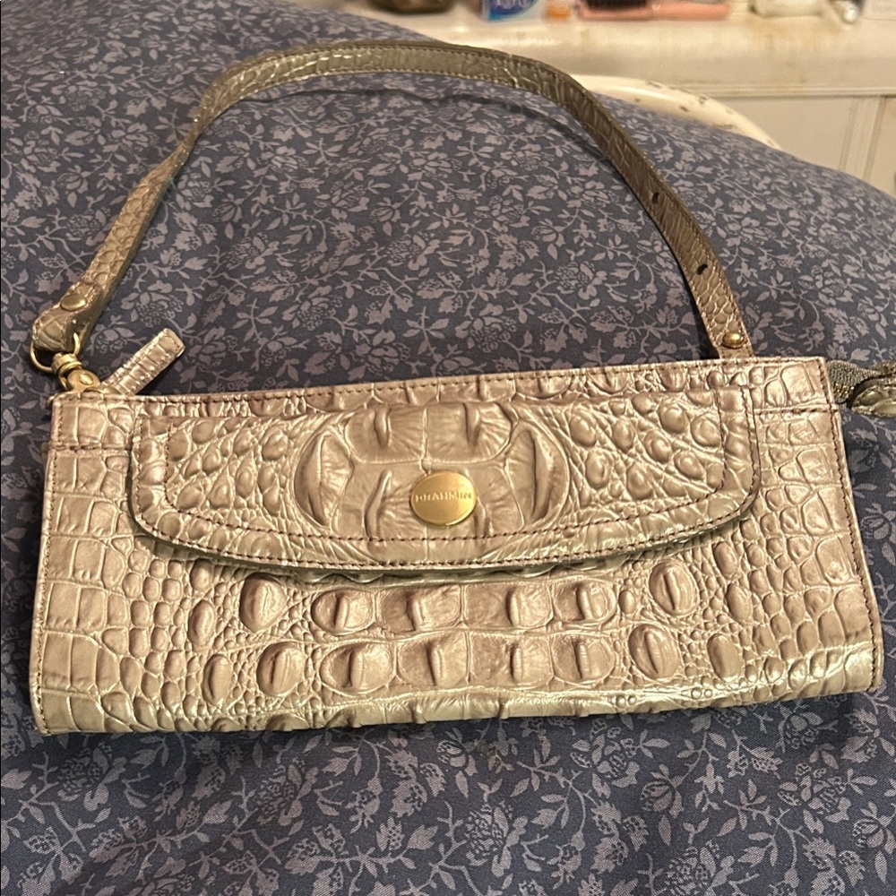 Brahmin gold Crocodile Embossed small evening bag